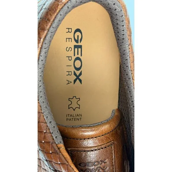 Geox Men's Ariam C Woven PR. Buff Brown Cotto Leather Sneaker U925QC_06R1J Sz 12 - Picture 9 of 11